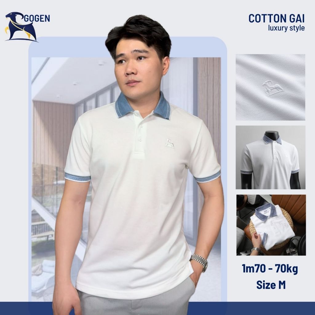 Áo Thun Polo Nam Cao Cấp Cotton Gai Bo Cổ Áo Jacquard - Luôn Tặng Hộp Đóng - GOGEN G01