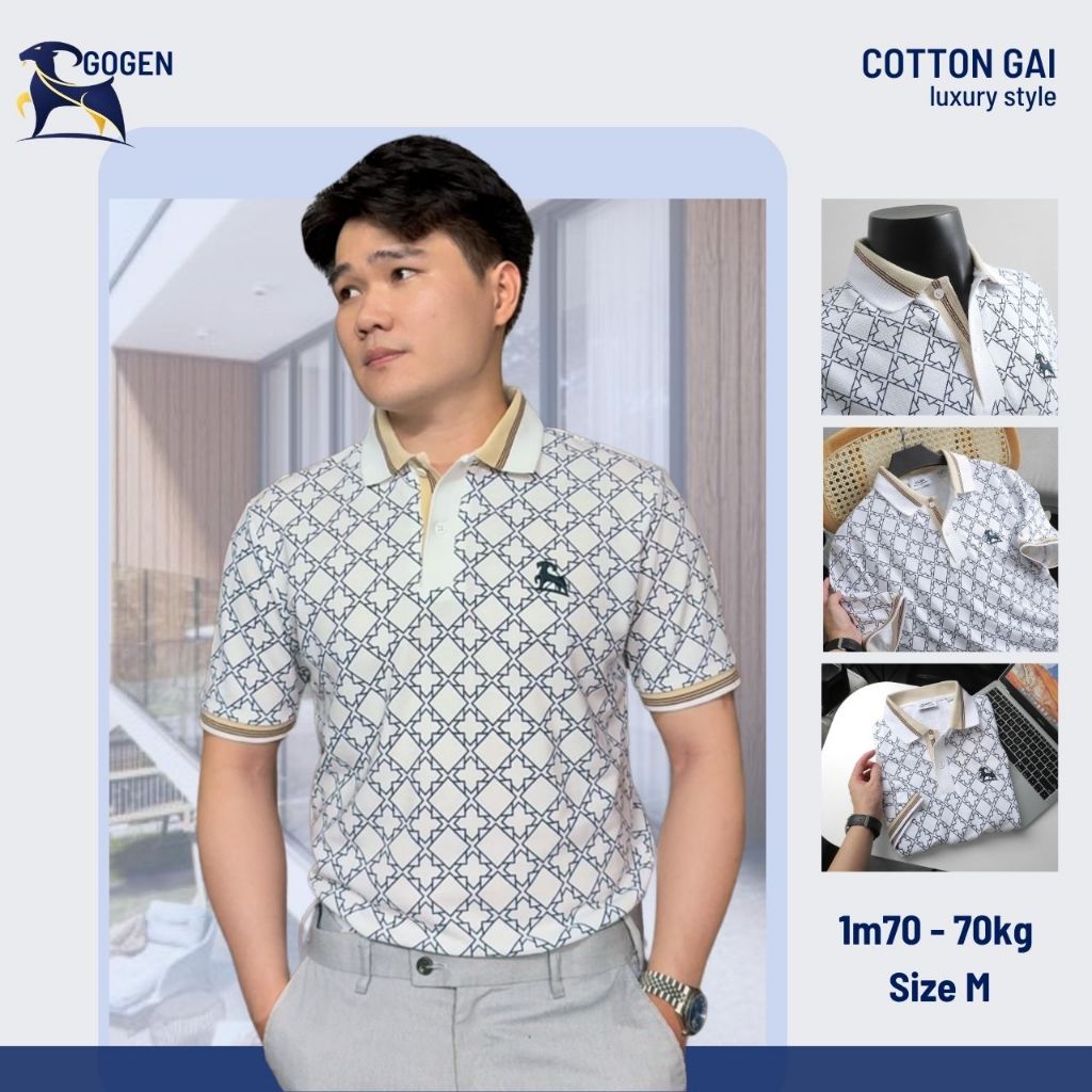 Áo Thun Polo Nam Cao Cấp Monogram Retro Logo Thêu - Luôn Tặng Hộp Đóng - GOGEN G03