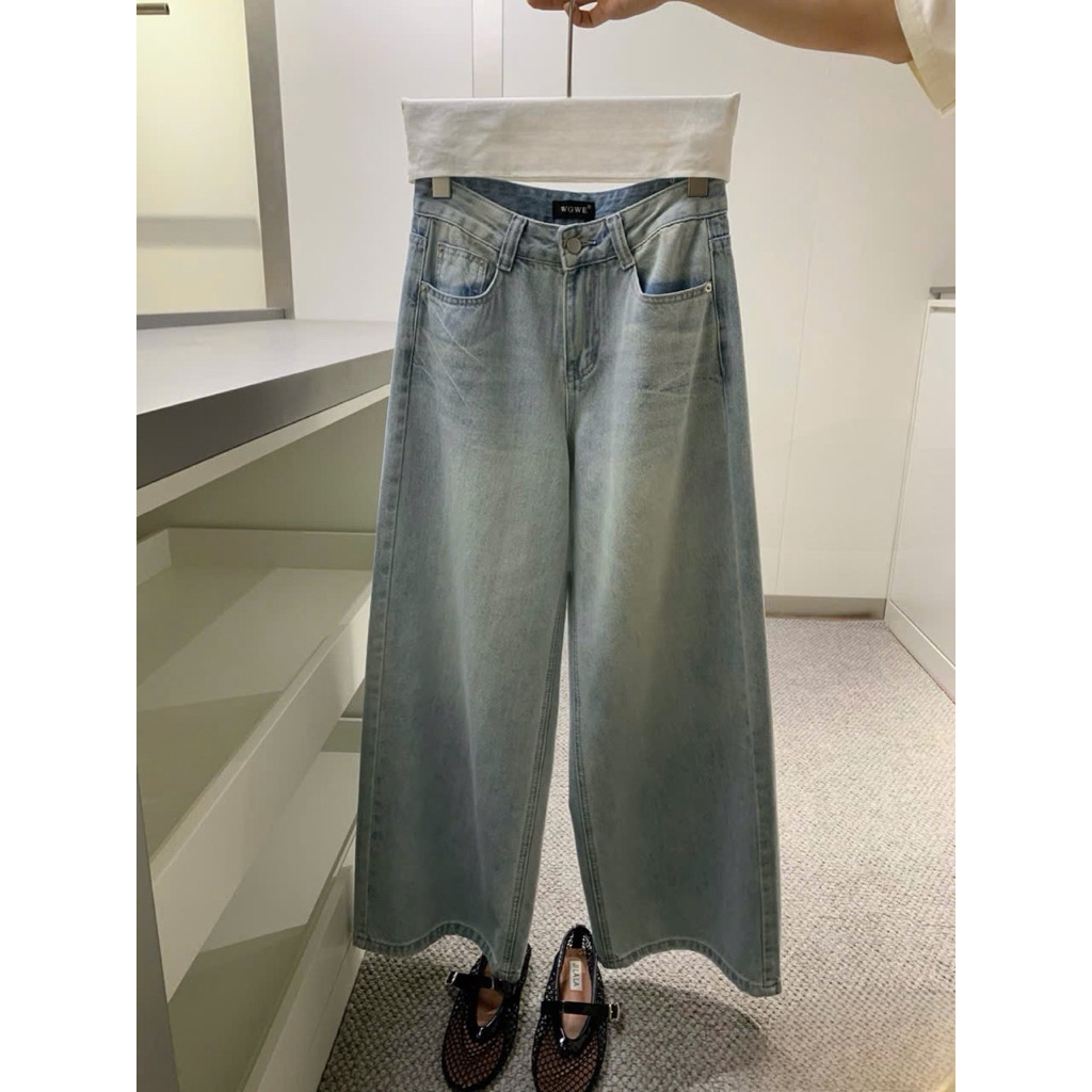 Quần Jean Nữ Ống Suông Rộng CHEZI HOUSE- Vải Jean Mềm QC  #8668 Phom ống rộng dài 102cm- ống 30cm phong cách