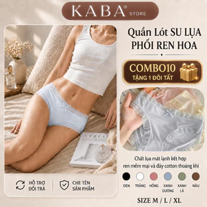 Combo 10 Quần Lót Ren Nữ Thiết Kế Su Lụa Phối Ren Hoa, Viền Ren Mềm Mại, Đáy Cotton Thoáng Khí