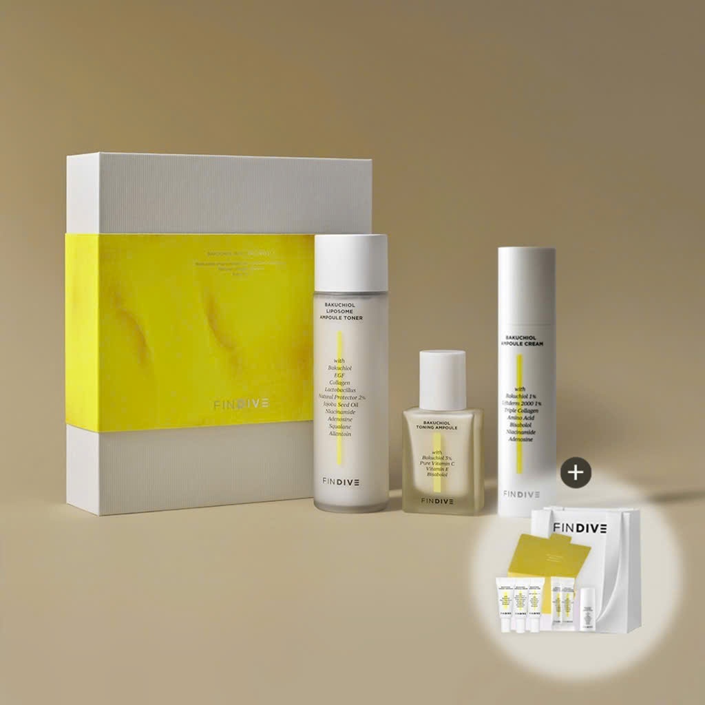 H35_ (KÈM QUÀ) [DATE T1/2027]  Set 3 Sản Phẩm Chăm Sóc Da Bakuchiol Findive ( Toner + Ampoule + Cream)