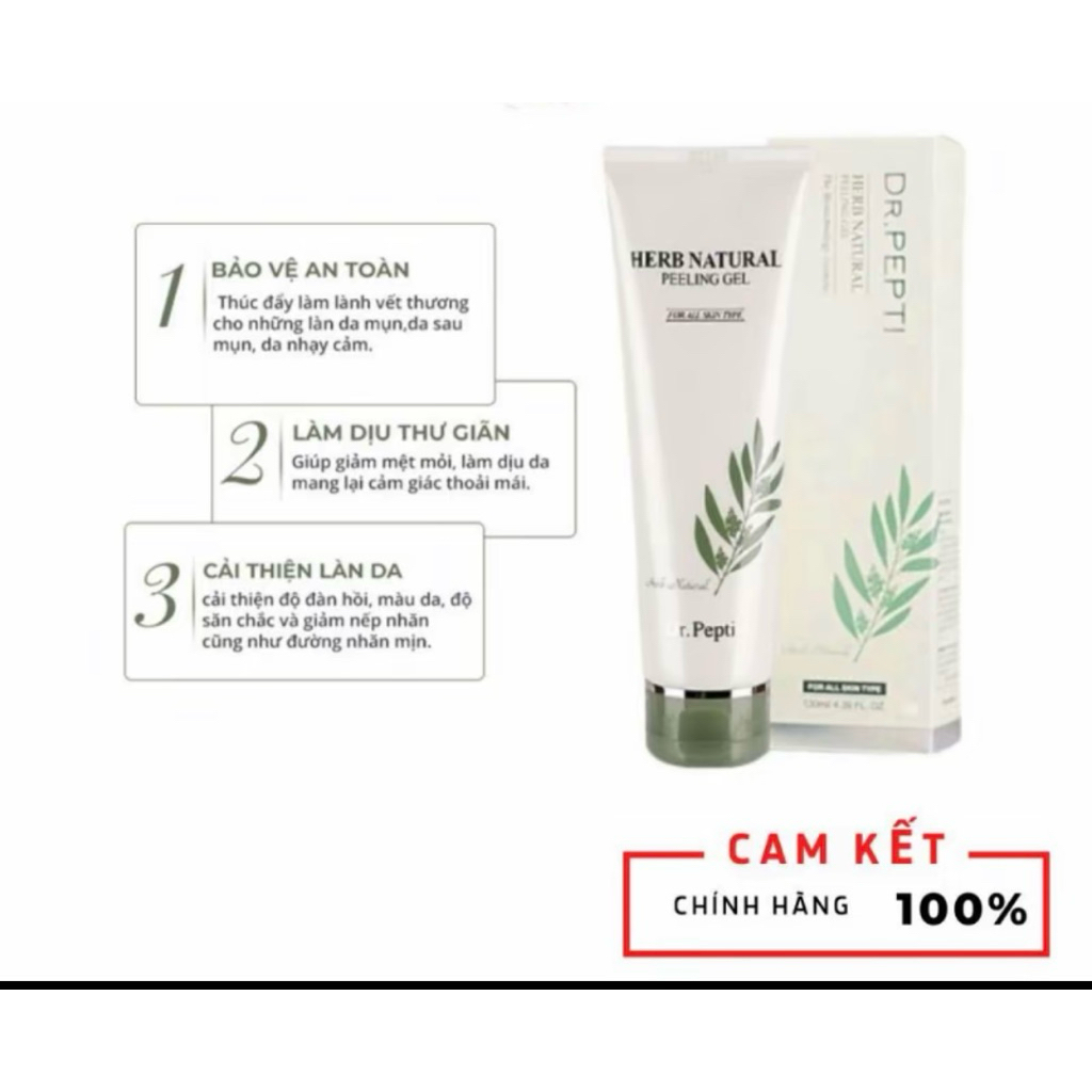 Tẩy Da Chết Mịn Dr.Pepti Herb Natural Peeling Gel Chiết Xuất 16 Thảo Dược 130ml -ThyLee