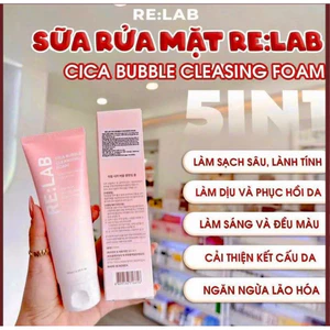 Sữa rửa mặt Re:lab Cica BUBBLE cleansing Foam 120ml sạch dầu cân bằng PH trên da_sữa rửa mặt relạb hạn dùng 2028