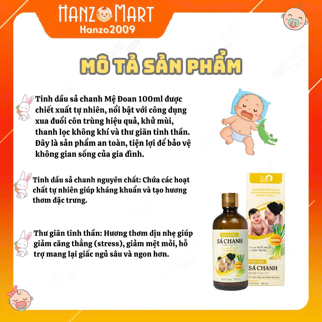 Tinh Dầu Sả Chanh Mệ Đoan Dạng Xịt 100ml - Thanh Lọc Không Khí, Khử Mùi Hôi Và Xua Đuổi Côn Trùng - hanzo2009