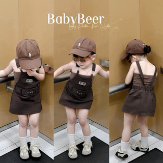 {TẶNG KÈM ÁO QUAY- chính phẩm loại1}_ Set yếm Nâu Hàn cho bé gái/ set yếm + áo quây/ BabyBeer (ảnh thật)