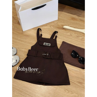{TẶNG KÈM ÁO QUAY- chính phẩm loại1}_ Set yếm Nâu Hàn cho bé gái/ set yếm + áo quây/ BabyBeer (ảnh thật)