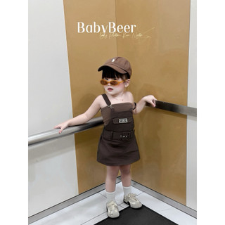{TẶNG KÈM ÁO QUAY- chính phẩm loại1}_ Set yếm Nâu Hàn cho bé gái/ set yếm + áo quây/ BabyBeer (ảnh thật)