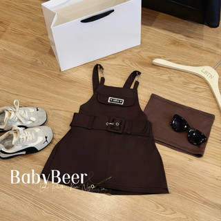 {TẶNG KÈM ÁO QUAY- chính phẩm loại1}_ Set yếm Nâu Hàn cho bé gái/ set yếm + áo quây/ BabyBeer (ảnh thật)