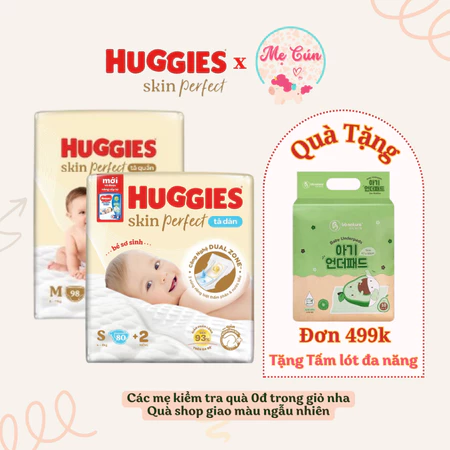 TÃ DÁN, TÃ QUẦN HUGGIES SKIN PERFECT NB70+4, S80+2, M76+3, Tã quần M98, L88, XL72+4, XXL64+4 mỏng 2mm