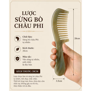 Lược Sừng Tự Nhiên 20cm Cao Cấp - Lược Răng Thưa Chống Rối, Giảm Gãy Rụng Tóc, Massage Da Đầu, Chải Tóc Ướt & Khô