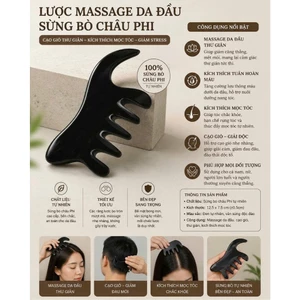 ✨ Lược Massage Da Đầu Sừng Bò Châu Phi – Cạo Gió Thư Giãn, Kích Thích Mọc Tóc, Giảm Stress