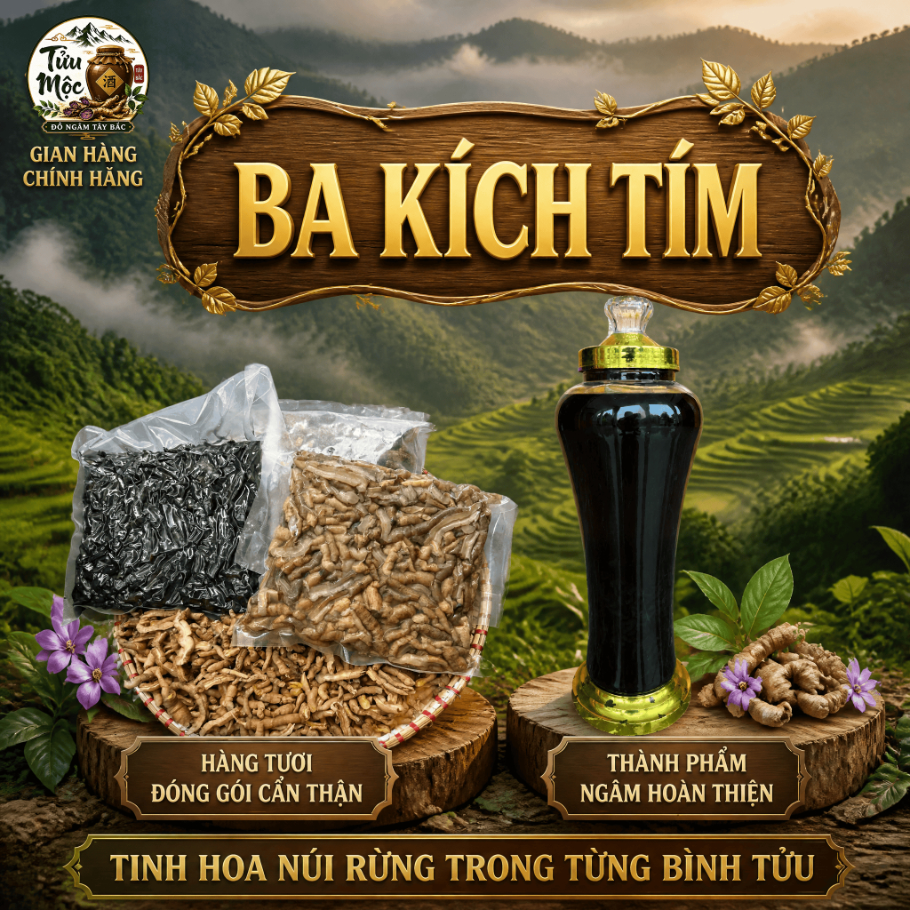 Ba kích tím Tửu Mộc Đồ Ngâm Tây Bắc ba kích ngâm tửu ba kích tươi đã được tách lõi rửa sạch bao gồm cả rễ to và rễ nhỏ