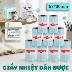 Giấy in bill K57x30 DÁN ĐƯỢC giấy in hóa đơn giấy in nhiệt cho dòng Mini in đơn hàng in vận đơn K57*30 cuộn lẻ