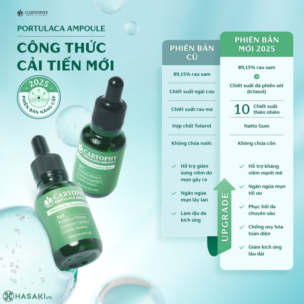 Tinh Chất giảm mụn Caryophy Portulaca Ampoule 30ml mờ thâm se khít lỗ chân lông vanilla cosmetics