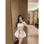 Đầm sơ mi Miu rút dây eo chân bồng kèm quần