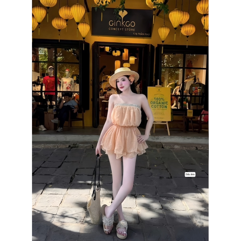 Váy quây tơ chun eo dáng xoè ngắn xinh
