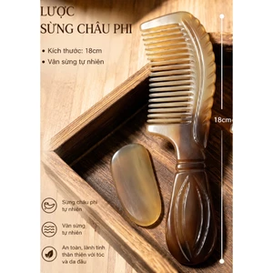 Lược Sừng Tự Nhiên Châu Phi 18cm - Lược Sừng Bò Cao Cấp, Giảm Gãy Rụng Tóc, Chăm Sóc Tóc Mượt Mà