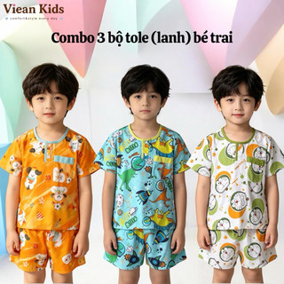 Combo 3 bộ đồ tole bé trai tay ngắn quần đùi hoạ tiết ngẫu nhiên