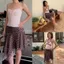 Chân Váy Lụa Chấm Bi Nâu Cạp Trễ Tà Lệch Cách Điệu GIRLSCLOSET