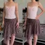 Chân Váy Lụa Chấm Bi Nâu Cạp Trễ Tà Lệch Cách Điệu GIRLSCLOSET
