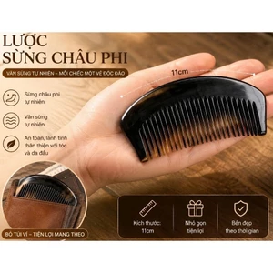 Lược Sừng Bò Châu Phi Mini Cầm Tay - Lược Sừng Tự Nhiên Chống Tĩnh Điện, Massage Da Đầu, Bỏ Túi Tiện Lợi