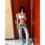 Set bikini Diesel quần jeans suông đai lưng túi rách