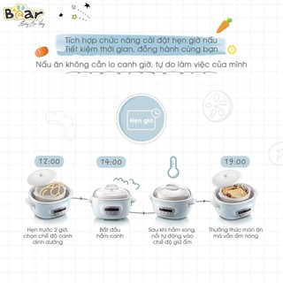 Nồi Nấu Chậm Bear 2.5L Có Lồng Hấp Đa Năng Hầm Gà Chưng Yến Hẹn Giờ Xanh Dương Cao Cấp SUBE003