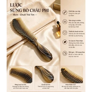 Lược Sừng Bò Châu Phi 18cm Chuôi Trái Tim | Handmade Cao Cấp – Giảm Gãy Rụng, Chăm Sóc Tóc