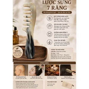Lược sừng 7 răng, đả thông kinh lạch, spa da đầu tại nhà, dưỡng sinh đông y,chải tóc gỡ rối