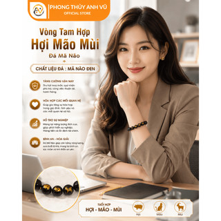 Vòng tay tuổi hợi - Vòng tam hợp quý nhân - vòng tay mã não đen - may mắn tài lộc bình an
