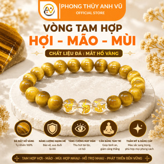 Vòng phong thủy tuổi hợi - vòng tay tam hợp quý nhân hợi mão mùi - mắt hổ tự nhiên - may mắn tài lộc