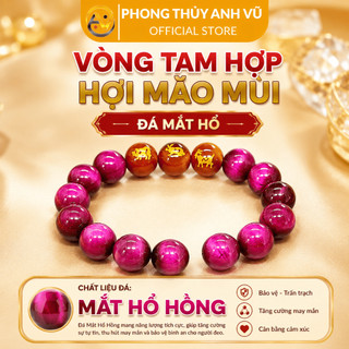 Vòng tay tuổi hợi - vòng phong thủy mệnh hỏa - mắt hổ hồng tự nhiên - may mắn tài lộc bình an