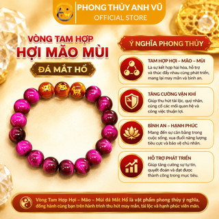 Vòng tay tuổi hợi - vòng phong thủy mệnh hỏa - mắt hổ hồng tự nhiên - may mắn tài lộc bình an