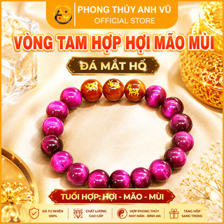 Vòng tay tuổi hợi - vòng phong thủy mệnh hỏa - mắt hổ hồng tự nhiên - may mắn tài lộc bình an