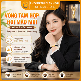 Vòng tam hợp tuổi hợi - vòng tay phong thủy mệnh mộc - chất liệu mã não đen - may mắn tài lộc