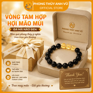 Vòng tam hợp tuổi hợi - vòng tay phong thủy mệnh mộc - chất liệu mã não đen - may mắn tài lộc