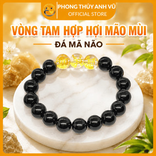 Vòng tam hợp tuổi hợi - vòng tay phong thủy mệnh mộc - chất liệu mã não đen - may mắn tài lộc