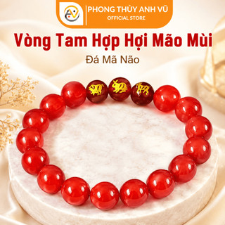 Vòng phong thủy tuổi mùi - vòng tam hợp hợi mão mùi - chất liệu mã não đỏ - may mắn tài lộc
