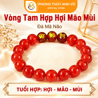 Vòng phong thủy tuổi mùi - vòng tam hợp hợi mão mùi - chất liệu mã não đỏ - may mắn tài lộc