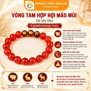 Vòng phong thủy tuổi mùi - vòng tam hợp hợi mão mùi - chất liệu mã não đỏ - may mắn tài lộc