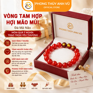 Vòng phong thủy tuổi mùi - vòng tam hợp hợi mão mùi - chất liệu mã não đỏ - may mắn tài lộc