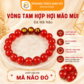 Vòng phong thủy tuổi mùi - vòng tam hợp hợi mão mùi - chất liệu mã não đỏ - may mắn tài lộc