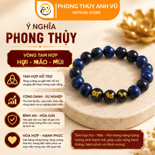 Vòng tam hợp hợi mão mùi - vòng tay phong thủy tài lộc - chất liệu mắt hổ xanh dương - may mắn