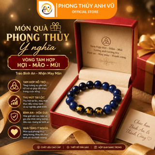 Vòng tam hợp hợi mão mùi - vòng tay phong thủy tài lộc - chất liệu mắt hổ xanh dương - may mắn