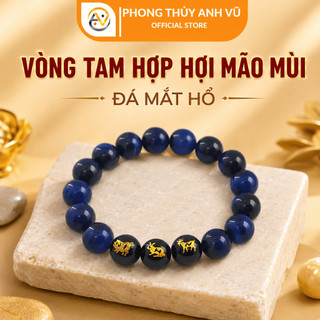 Vòng tam hợp hợi mão mùi - vòng tay phong thủy tài lộc - chất liệu mắt hổ xanh dương - may mắn