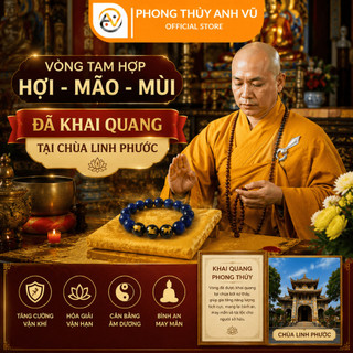 Vòng tam hợp hợi mão mùi - vòng tay phong thủy tài lộc - chất liệu mắt hổ xanh dương - may mắn
