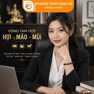 Vòng tam hợp hợi mão mùi - vòng tay phong thủy tài lộc - chất liệu mắt hổ xanh dương - may mắn