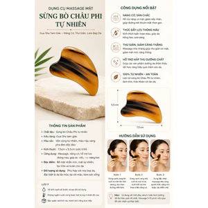 Dụng Cụ Massage Mặt Sừng Bò Châu Phi Tự Nhiên - Gua Sha Tam Giác Nâng Cơ, Hỗ Trợ Lưu Thông Máu, Thư Giãn Da Mặt