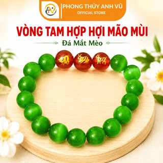 Vòng tam hợp hợi mão mùi chất liệu mắt mèo - size 8 10ly cho mệnh mộc, hỏa - may mắn tài lộc