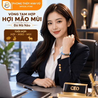 Vòng tam hợp quý thần hợi mão mùi - Chất liệu mã não xanh dương - Size 8 10ly - May mắn tài lộc